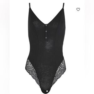NWT Adore Me Women”s Emilia Black Lace Trim Bodysuit